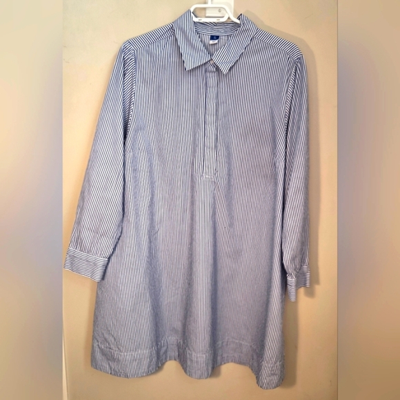⭐️Old Navy Blue And White Striped Shirt Dress With Pockets XL - Picture 1 of 4
